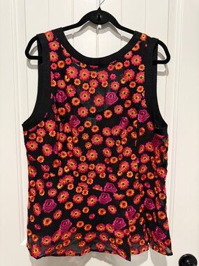 Lewit Floral Embroidered Peplum Top